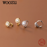 925 Silver Flower CZ Zircon Hoop Earrings Party French Ear Buckle