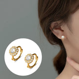 925 Silver Flower CZ Zircon Hoop Earrings Party French Ear Buckle