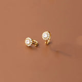 925 Silver Flower CZ Zircon Hoop Earrings Party French Ear Buckle