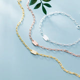 925 Sterling Silver Pearl Link Chain Bracelet Women's Charm Jewelry