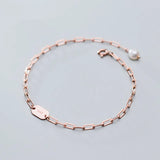 925 Sterling Silver Pearl Link Chain Bracelet Women's Charm Jewelry