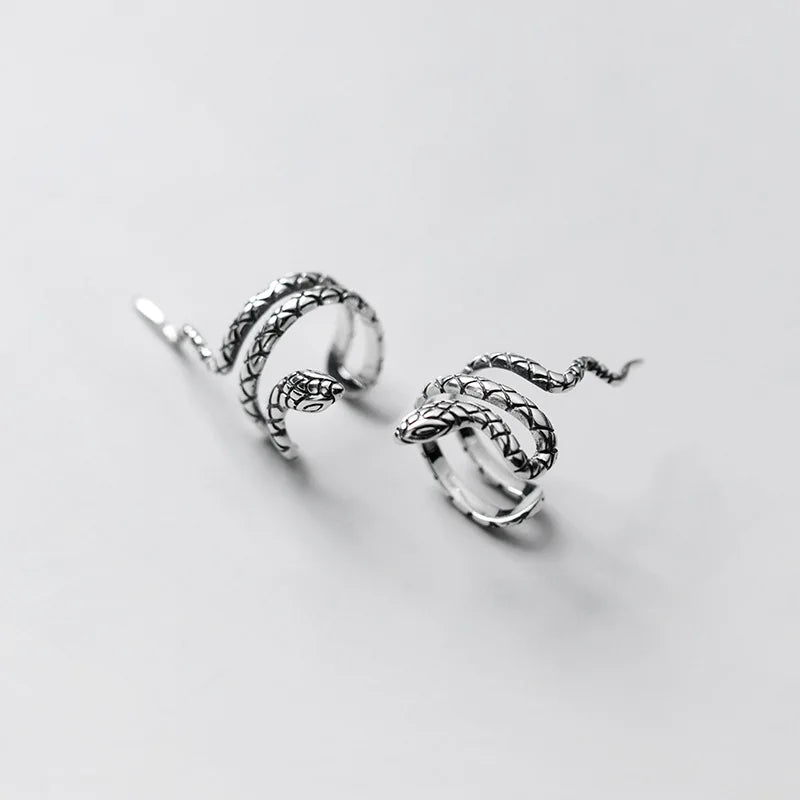 Real 925 Sterling Silver Snake Ear Cuffs Wedding Earrings