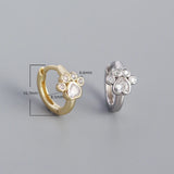 925 Silver Cat Paw Zircon Hoop Earrings Wedding Jewelry Gift