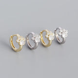 925 Silver Cat Paw Zircon Hoop Earrings Wedding Jewelry Gift
