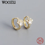 925 Silver Cat Paw Zircon Hoop Earrings Wedding Jewelry Gift