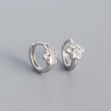925 Silver Cat Paw Zircon Hoop Earrings Wedding Jewelry Gift