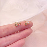 925 Silver Zircon Pearl Stud Earrings 14k Plated Party Jewelry