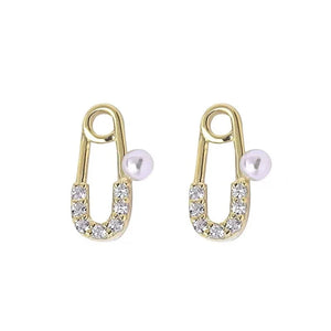 925 Silver Zircon Pearl Stud Earrings 14k Plated Party Jewelry