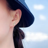 925 Silver Zircon Pearl Stud Earrings 14k Plated Party Jewelry