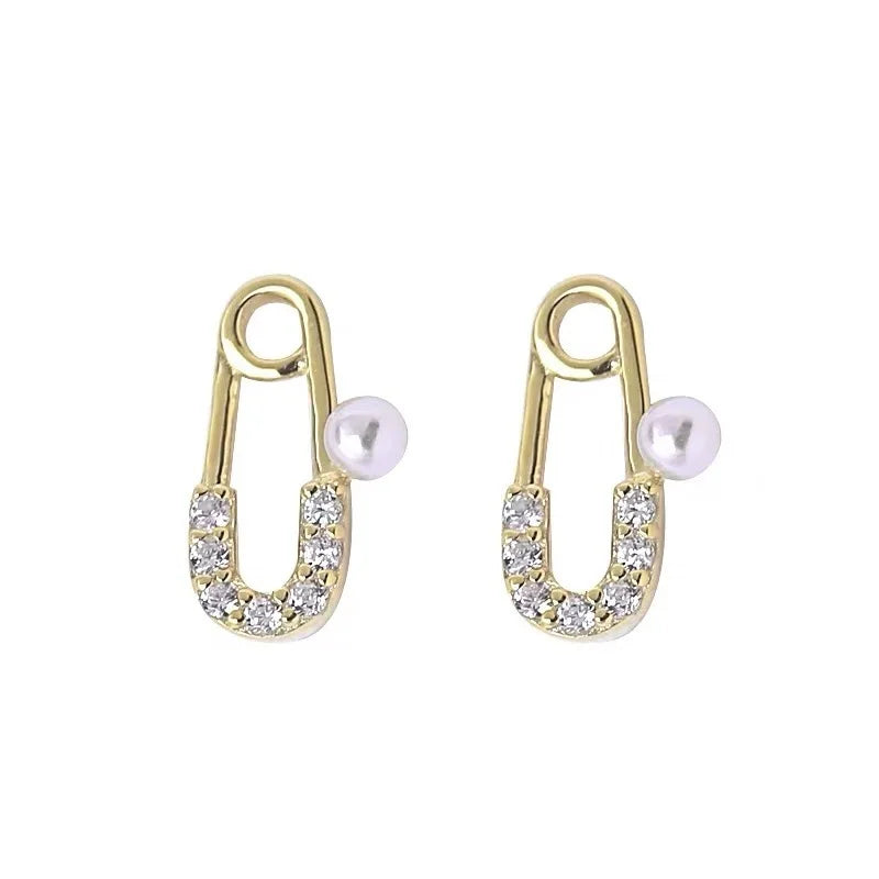 925 Silver Zircon Pearl Stud Earrings 14k Plated Party Jewelry