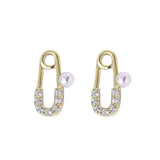 925 Silver Zircon Pearl Stud Earrings 14k Plated Party Jewelry