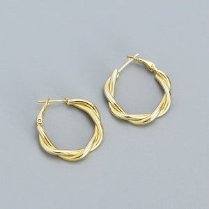 925 Silver Vintage Twist Circle Hoop Earrings for Women Unique Jewelry Gift