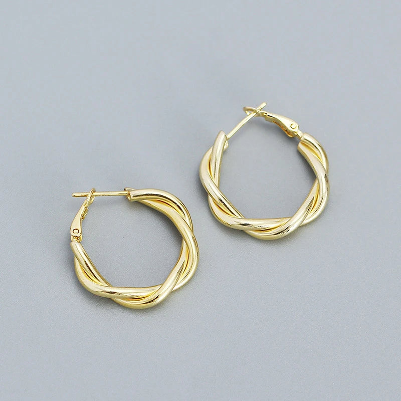925 Silver Vintage Twist Circle Hoop Earrings for Women Unique Jewelry Gift