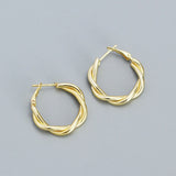 925 Silver Vintage Twist Circle Hoop Earrings for Women Unique Jewelry Gift