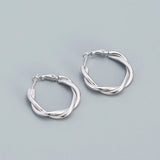 925 Silver Vintage Twist Circle Hoop Earrings for Women Unique Jewelry Gift