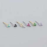 925 Silver Purple Stone Studs Earrings for Women
