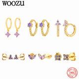 925 Silver Purple Stone Studs Earrings for Women