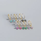 925 Silver Purple Stone Studs Earrings for Women