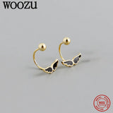 Angel Wings Oil Drip Stud Earrings 925 Sterling Silver