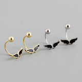 Angel Wings Oil Drip Stud Earrings 925 Sterling Silver