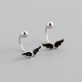 Angel Wings Oil Drip Stud Earrings 925 Sterling Silver