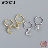 Moon CZ Drop Earrings 925 Silver For Women