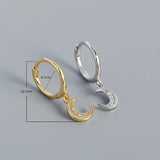 Moon CZ Drop Earrings 925 Silver For Women