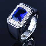 Emerald Green Gemstone Ring Men 925 Silver Wedding Band Gift