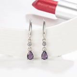 925 Silver Teardrop Sapphire Amethyst Zirconia Earrings