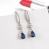925 Silver Teardrop Sapphire Amethyst Zirconia Earrings