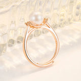 Pearl Zircon 925 Silver Rose Plated Ring Opening Finger Ring