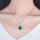 Red Corundum Pendant Chalcedony Green Agate Necklace Silver 925