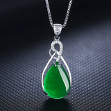 Red Corundum Pendant Chalcedony Green Agate Necklace Silver 925