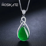 Red Corundum Pendant Chalcedony Green Agate Necklace Silver 925