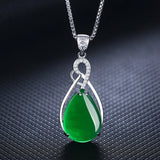 Red Corundum Pendant Chalcedony Green Agate Necklace Silver 925
