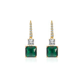 Vintage Square Emerald Earrings 925 Silver Plated Hook
