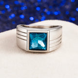 925 Silver Men's Ring Topaz Business Ring Size 6-10