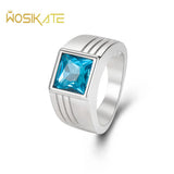 925 Silver Men's Ring Topaz Business Ring Size 6-10