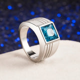 925 Silver Men's Ring Topaz Business Ring Size 6-10