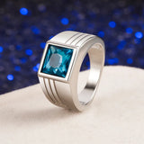 925 Silver Men's Ring Topaz Business Ring Size 6-10