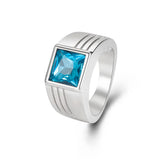925 Silver Men's Ring Topaz Business Ring Size 6-10