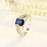 Geometric Sapphire 925 Silver Wedding Ring Women Size6-10