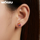 925 Silver Love Eye Earrings Enamel Lip Snake Studs For Women