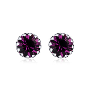 925 Silver Birthstone Stud Earrings Zircon Jewelry