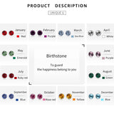 925 Silver Birthstone Stud Earrings Zircon Jewelry