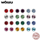 925 Silver Birthstone Stud Earrings Zircon Jewelry