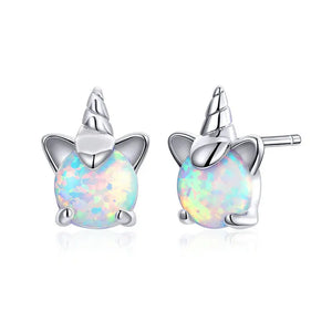 925 Sterling Silver Opal Stud Earrings For Women Wedding Anniversary Jewelry