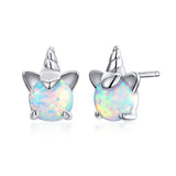 925 Sterling Silver Opal Stud Earrings For Women Wedding Anniversary Jewelry