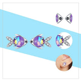 925 Sterling Silver Opal Stud Earrings For Women Wedding Anniversary Jewelry