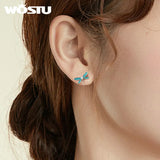925 Sterling Silver Opal Stud Earrings For Women Wedding Anniversary Jewelry